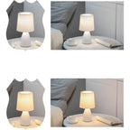 Scandinavische retro tafellamp met gevouwen kap en glazen voet