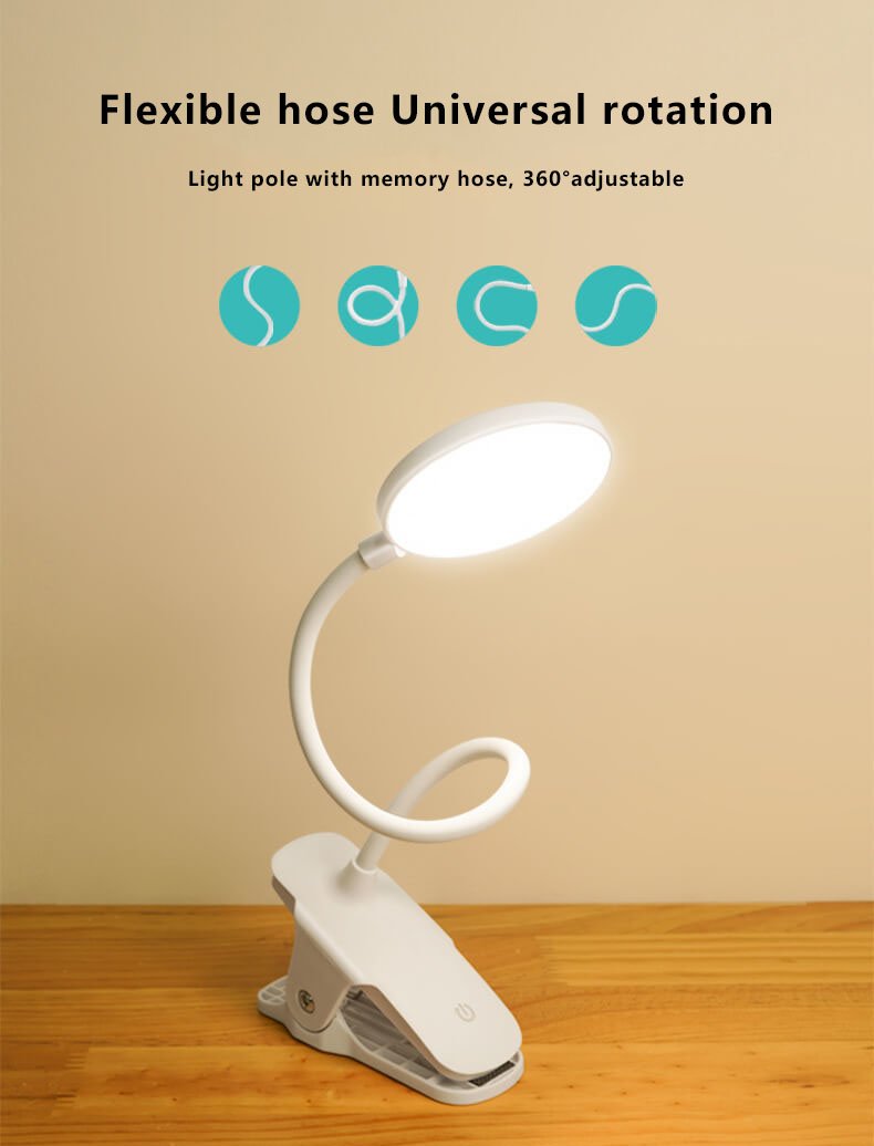 Eenvoudige LED Clip Bureau Lamp Oplaadbaar Oogbescherming Nachtlamp