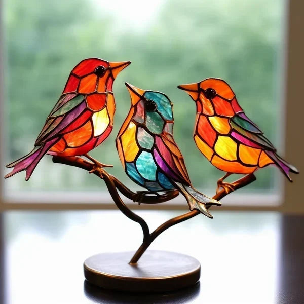 LuxeHome - AvianElegance Vogels gemaakt van gekleurd glas voor een verfijnde interieurontwerp