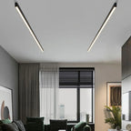 Zwarte metalen plafondlamp LED lineair minimalistisch modern ontwerp