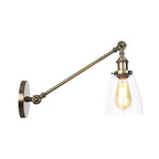 Zwart/Brons/Messing 1-Lampen Wandlampenbevestiging Industrie-Stijl Helder Glas Kegellicht met Arm, 8"/12" L