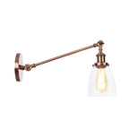 Zwart/Brons/Messing 1-Lampen Wandlampenbevestiging Industrie-Stijl Helder Glas Kegellicht met Arm, 8"/12" L
