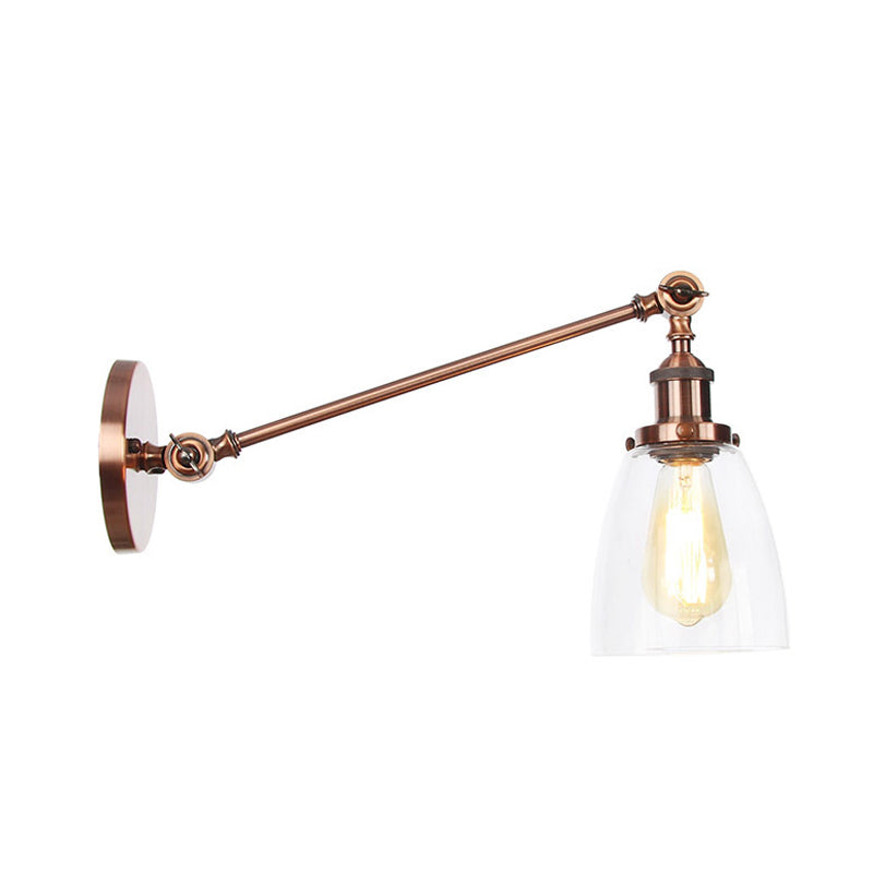 Zwart/Brons/Messing 1-Lampen Wandlampenbevestiging Industrie-Stijl Helder Glas Kegellicht met Arm, 8"/12" L
