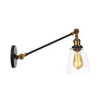 Zwart/Brons/Messing 1-Lampen Wandlampenbevestiging Industrie-Stijl Helder Glas Kegellicht met Arm, 8"/12" L