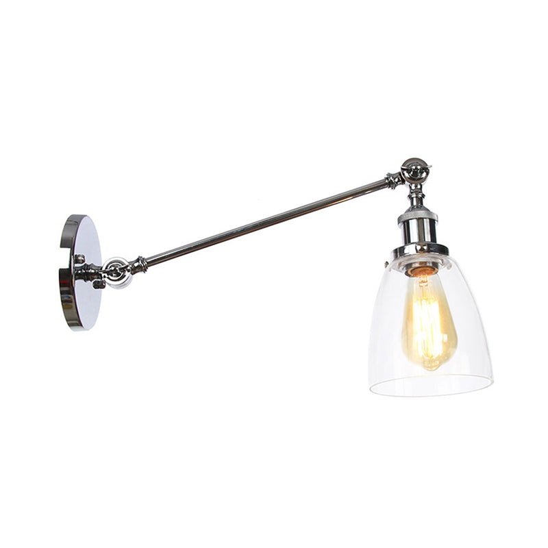 Zwart/Brons/Messing 1-Lampen Wandlampenbevestiging Industrie-Stijl Helder Glas Kegellicht met Arm, 8"/12" L