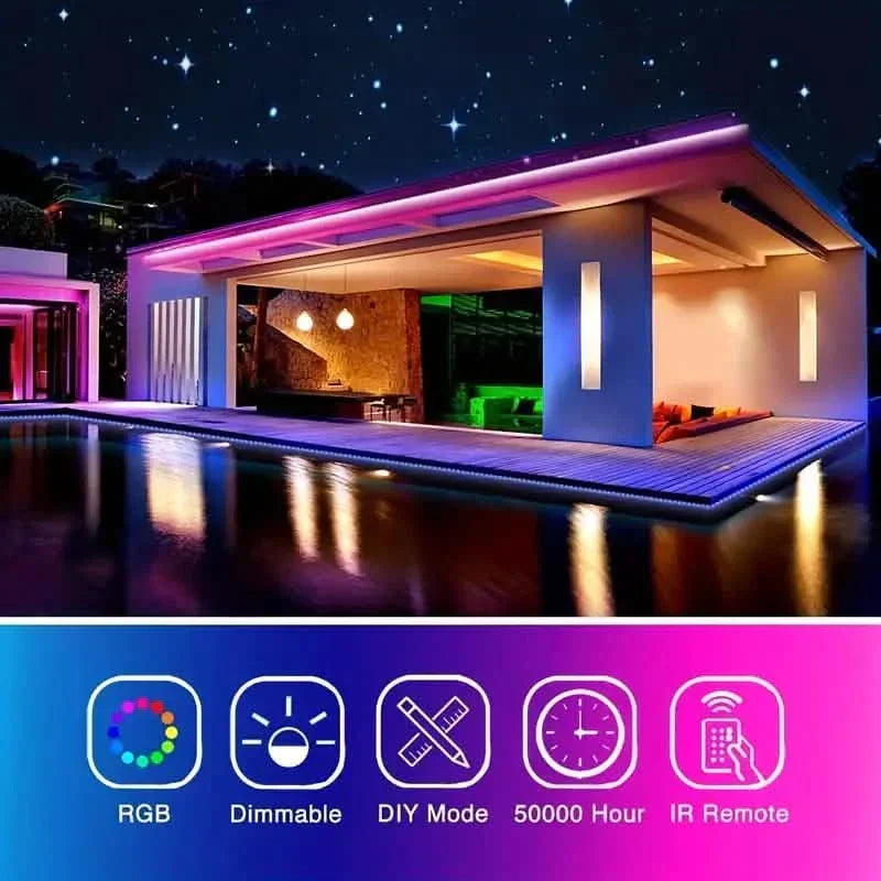 33Ft LED stripverlichting met IR 44-toetsen afstandsbediening