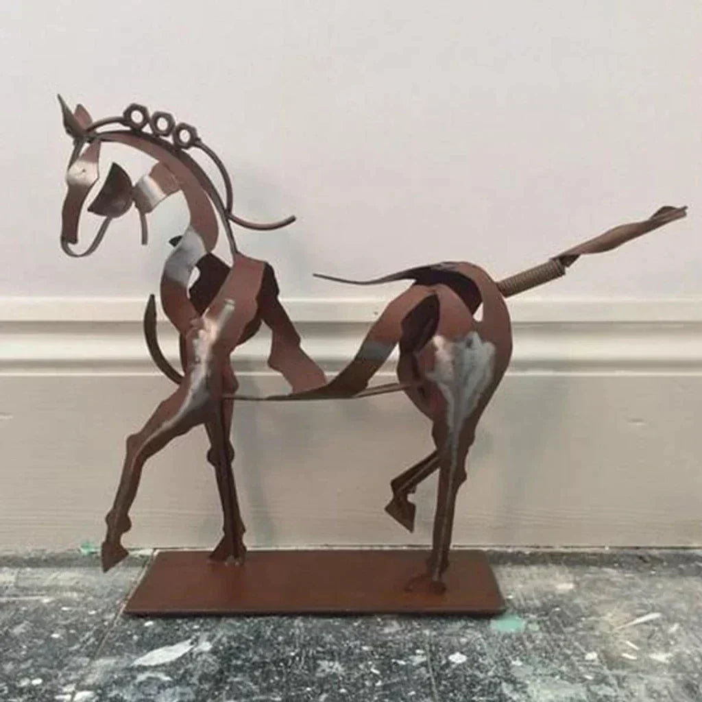 Paardensculptuur - AdonisMetal - Rustieke Elegantie - Tijdloos Decoratief Stuk