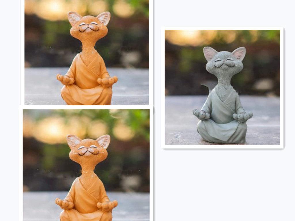 Speelse Zwarte Boeddha Kat Figuur Meditatie Yoga Verzamelen Blije Kat Decor Thuis Tuin Decoratie Tuin Ornament