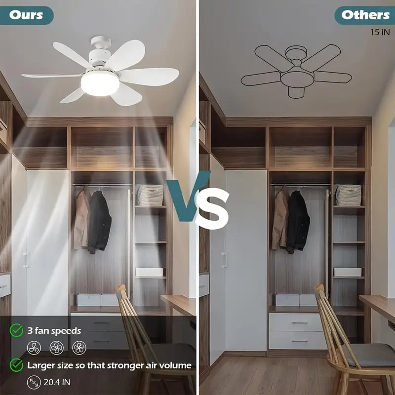 2-IN-1 DRAAGBARE DECKENVENTILATOR & LICHT met afstandsbediening