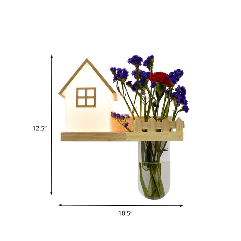 Wood House Wandlamp Industrieel Crème Glas 1-Licht Restaurant LED Wandverlichting, Links/Rechts