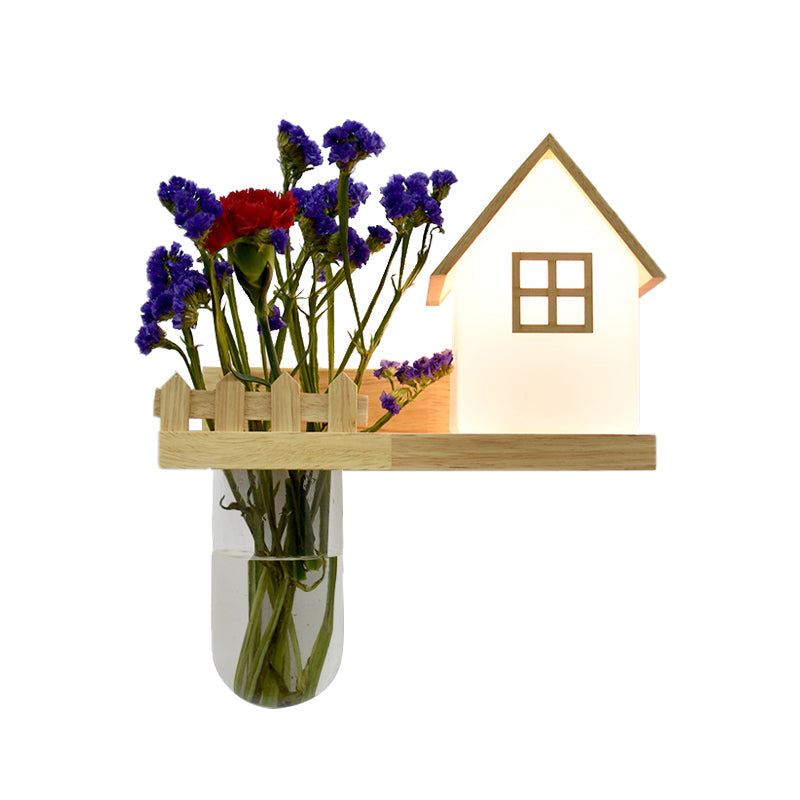 Wood House Wandlamp Industrieel Crème Glas 1-Licht Restaurant LED Wandverlichting, Links/Rechts