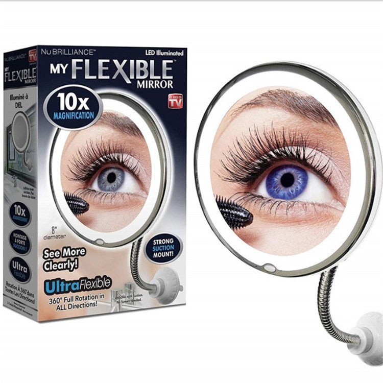 10x vergroting LED wandgemonteerde cosmetische spiegel met lamp universele 360 graden opvouwbare spiegel MFlexibele Spiegel