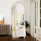 Avosian | Elegante Gebogen Volledige Hoogte Gouden Spiegel met Hoogdefinitie Aluminium Frame