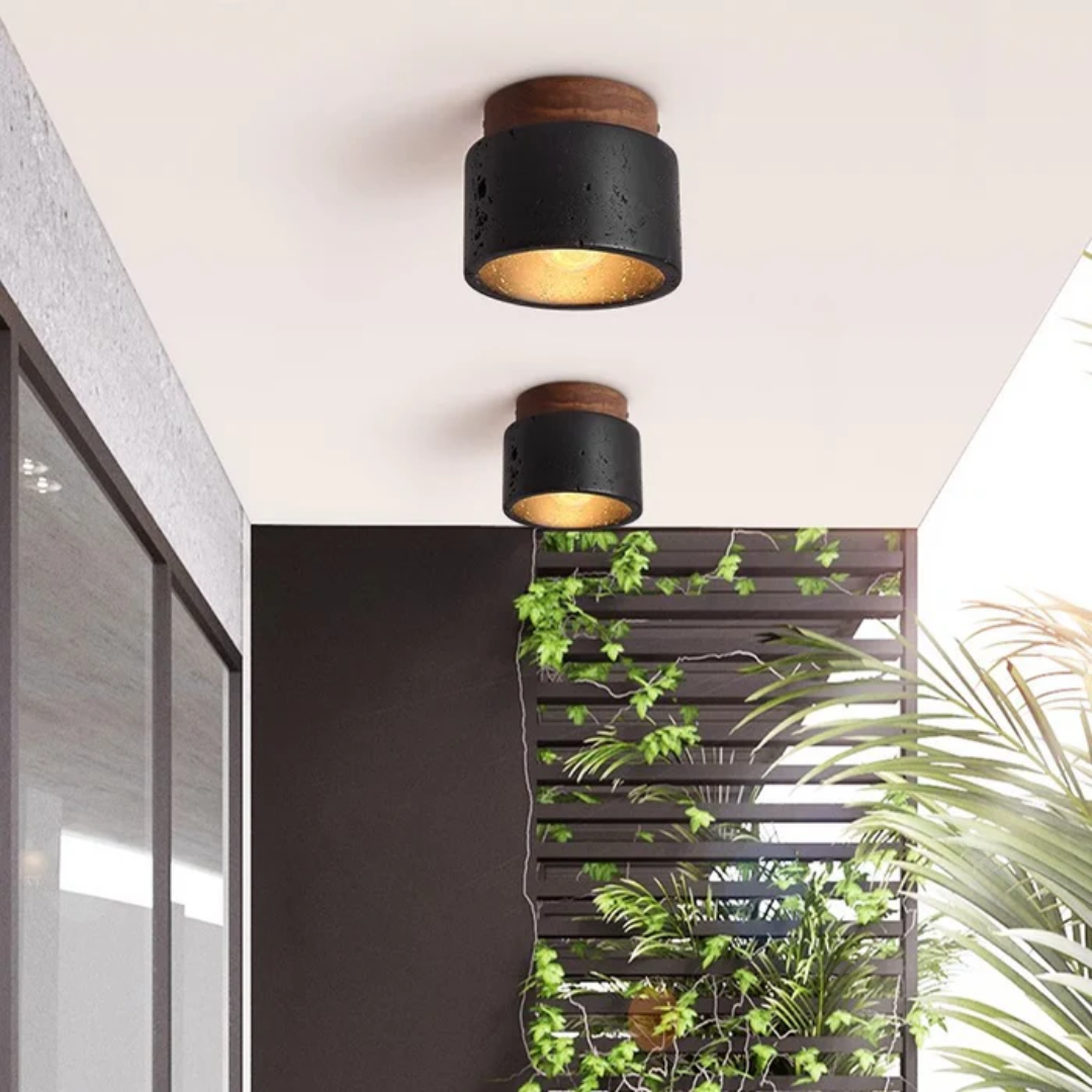 Plafondlamp met steenlook