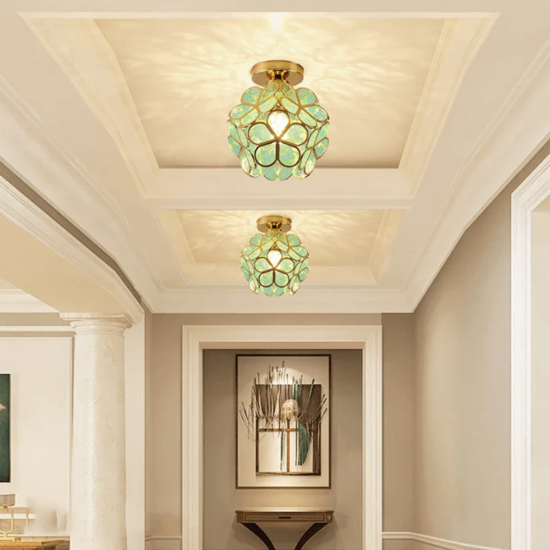 Luxe glazen bloemen plafondlamp
