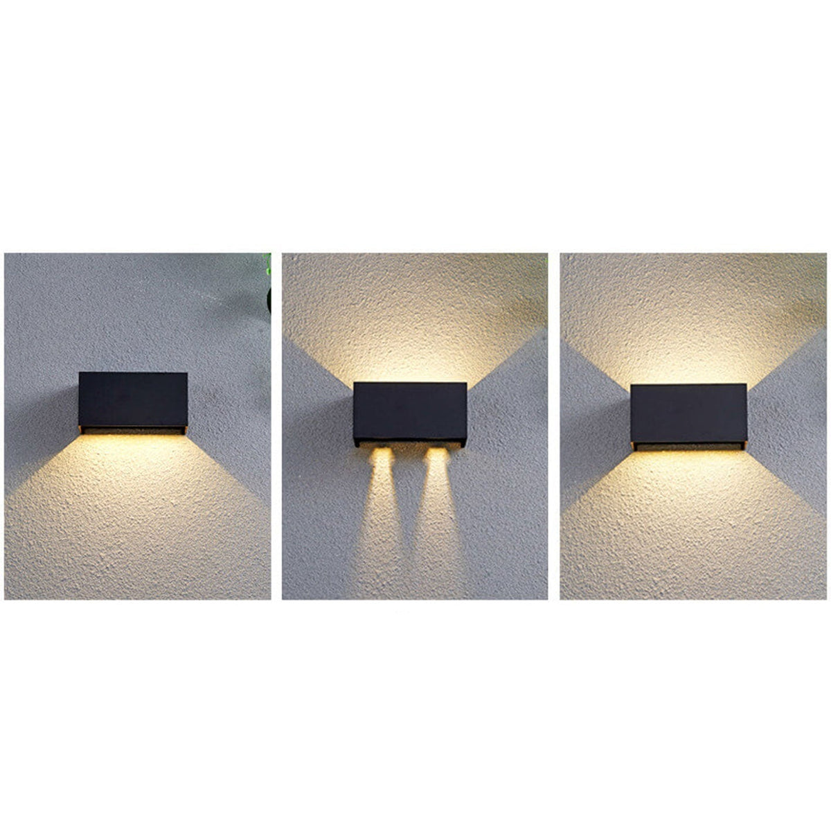 Moderne waterdichte rechthoekige LED-wandlamp voor de buitenruimte met verlichting naar boven en beneden
