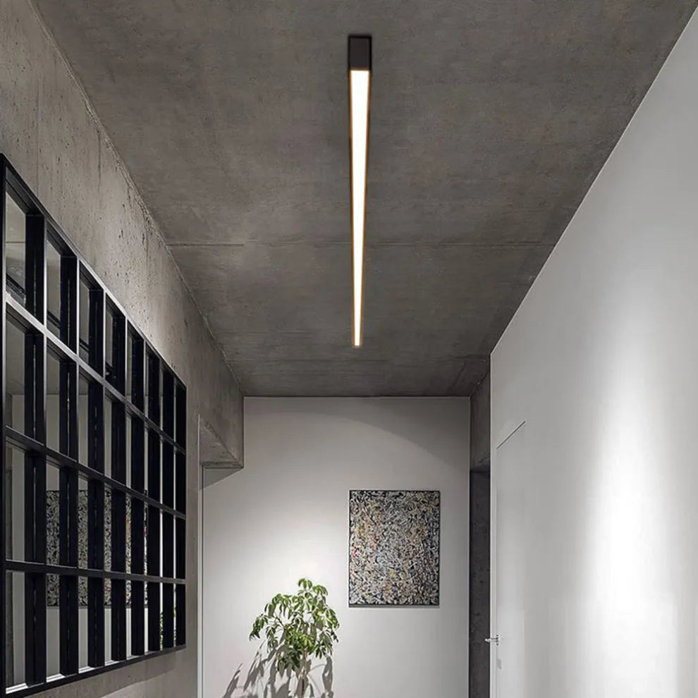 Zwarte metalen plafondlamp LED lineair minimalistisch modern ontwerp