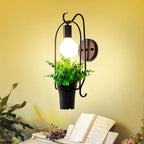 Potplant restaurant wandlamp industrieel metaal 1 licht zwart LED wandverlichting