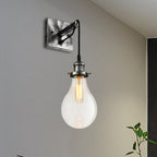 Zwarte bolvormige lampenkap wandlamp industrieel helder glas 1 licht woonkamer wandlampen lamp