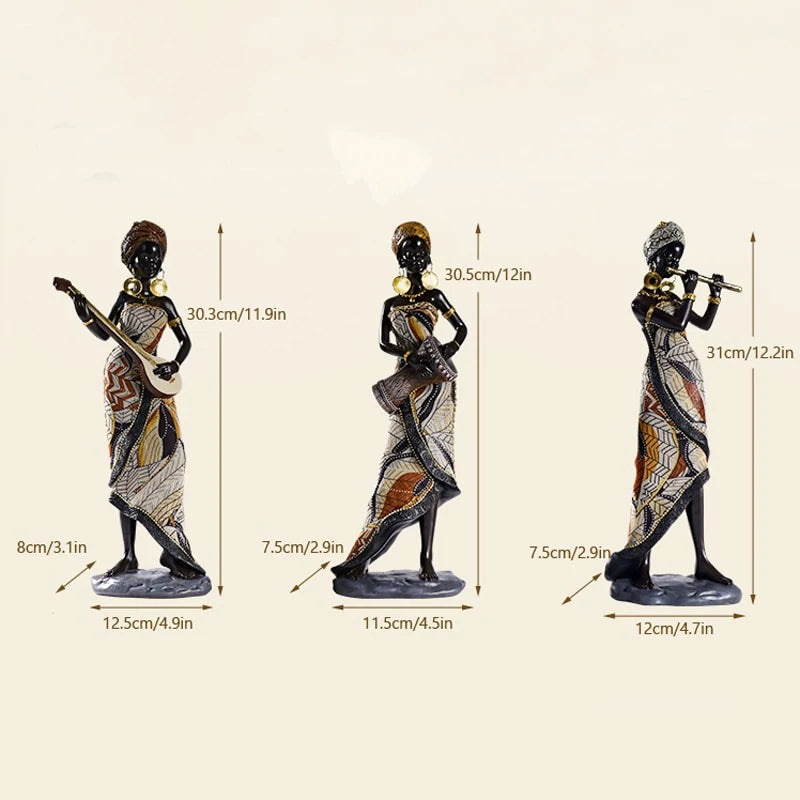 Afrikaanse vrouwelijke muzikant sculptuur