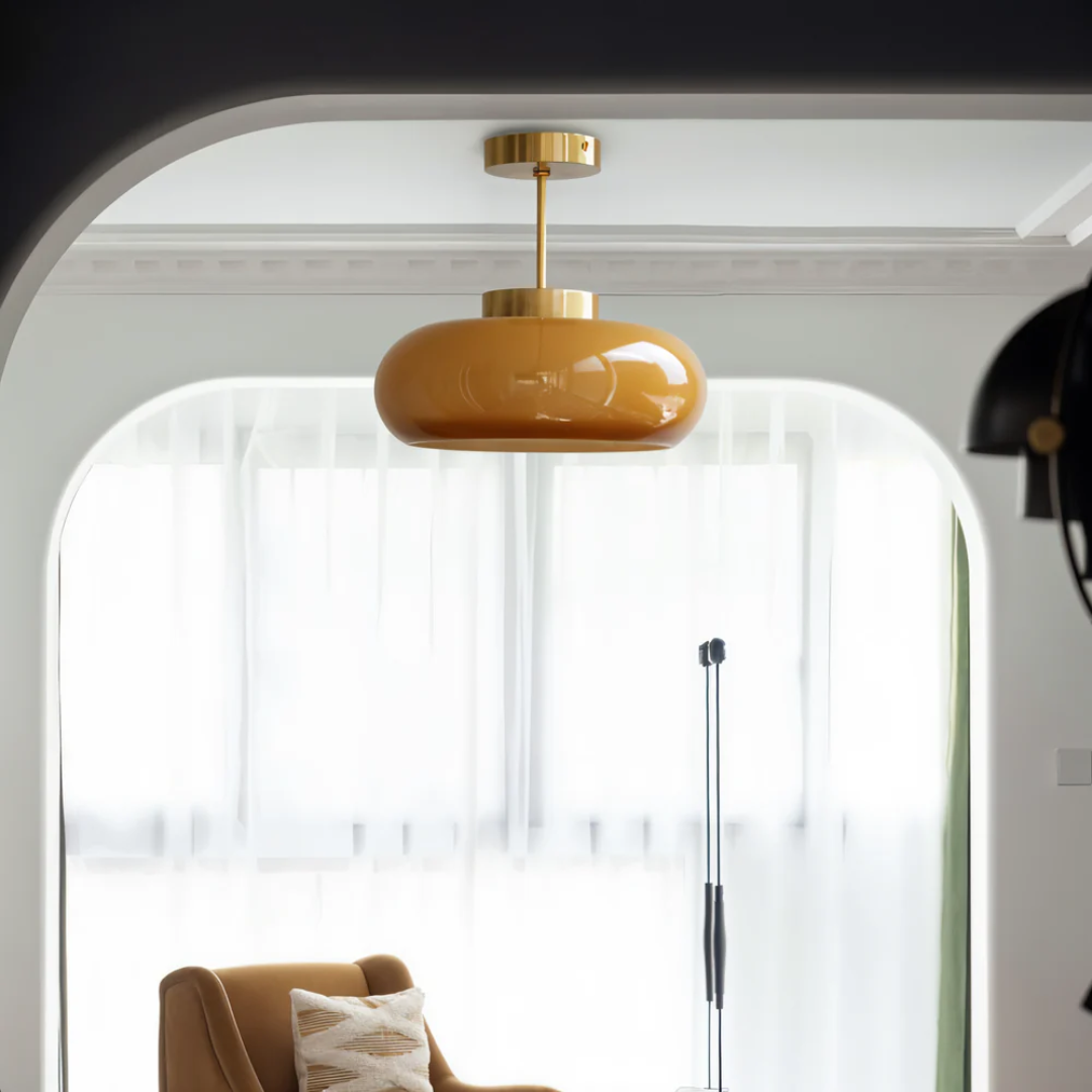 Vintage Gele Plafondlamp