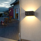 Moderne waterdichte rechthoekige LED-wandlamp voor de buitenruimte met verlichting naar boven en beneden