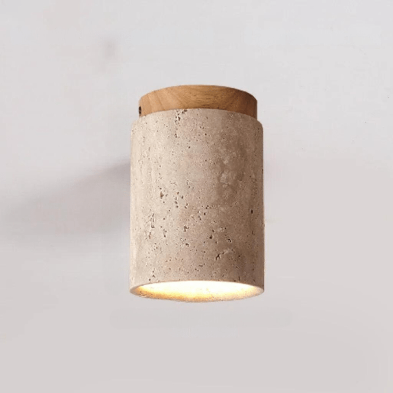 Travertine plafondlamp - verfijnde elegantie - zacht licht - uniek ontwerp