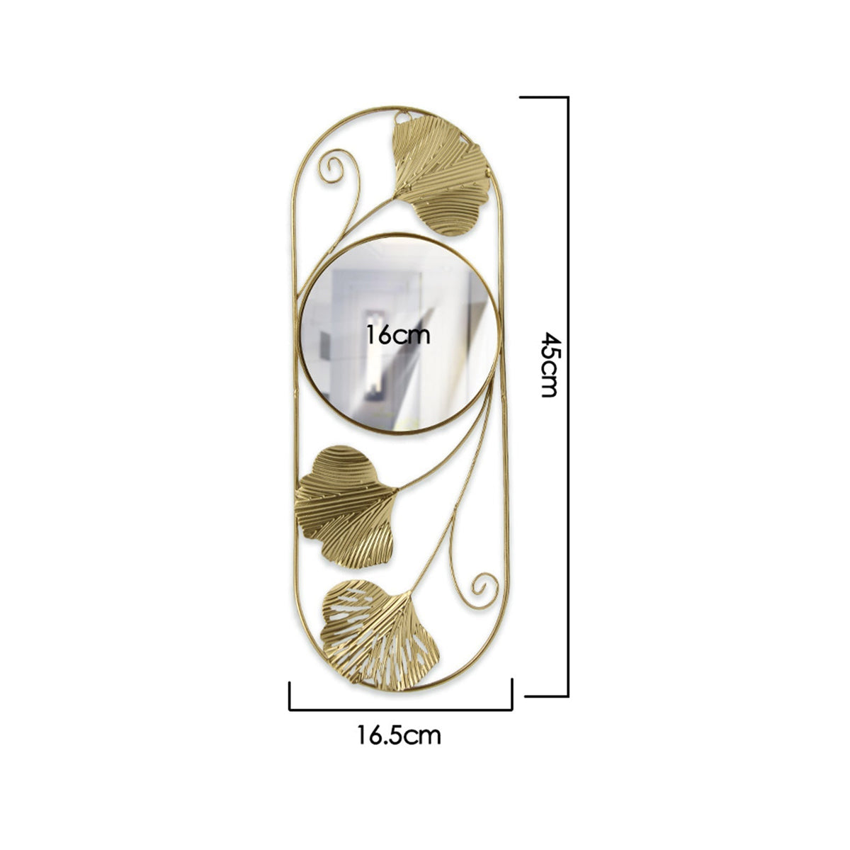 Avosian | Elegante Metalen Ginkgo Blad Wand Spiegel