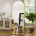 Avosian | Elegante Gebogen Volledige Hoogte Gouden Spiegel met Hoogdefinitie Aluminium Frame