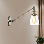 Zwart/Brons/Messing 1-Lampen Wandlampenbevestiging Industrie-Stijl Helder Glas Kegellicht met Arm, 8"/12" L