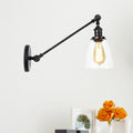 Zwart/Brons/Messing 1-Lampen Wandlampenbevestiging Industrie-Stijl Helder Glas Kegellicht met Arm, 8"/12" L