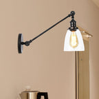 Zwart/Brons/Messing 1-Lampen Wandlampenbevestiging Industrie-Stijl Helder Glas Kegellicht met Arm, 8"/12" L