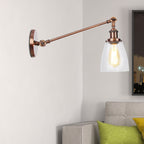 Zwart/Brons/Messing 1-Lampen Wandlampenbevestiging Industrie-Stijl Helder Glas Kegellicht met Arm, 8"/12" L