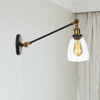 Zwart/Brons/Messing 1-Lampen Wandlampenbevestiging Industrie-Stijl Helder Glas Kegellicht met Arm, 8"/12" L