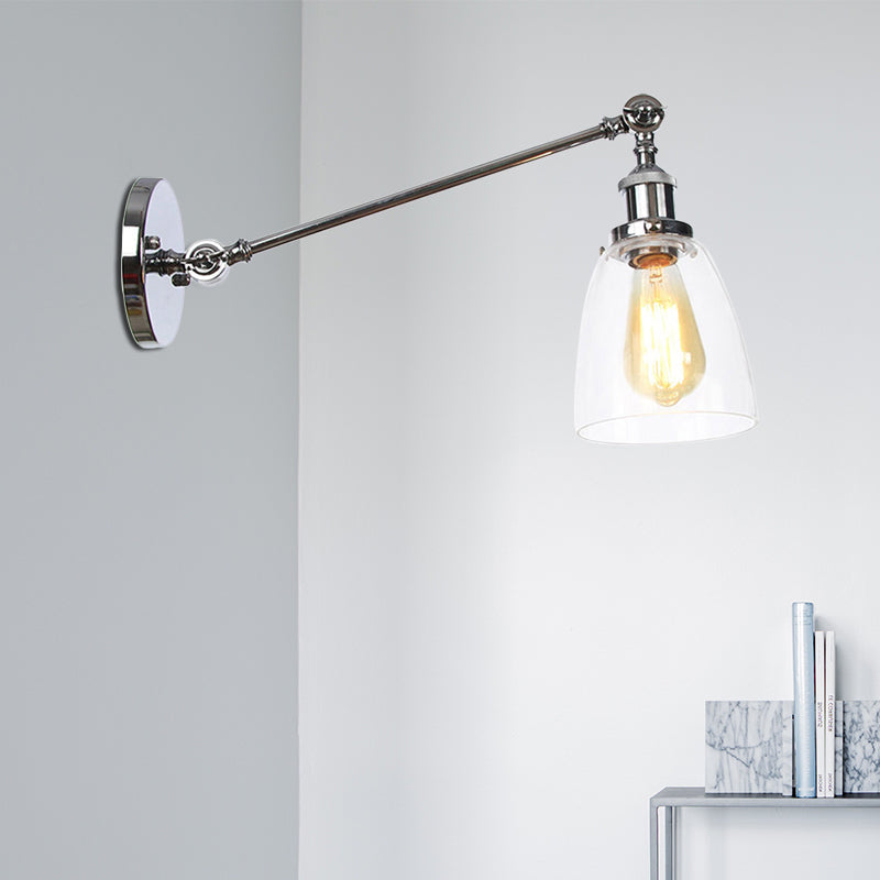 Zwart/Brons/Messing 1-Lampen Wandlampenbevestiging Industrie-Stijl Helder Glas Kegellicht met Arm, 8"/12" L