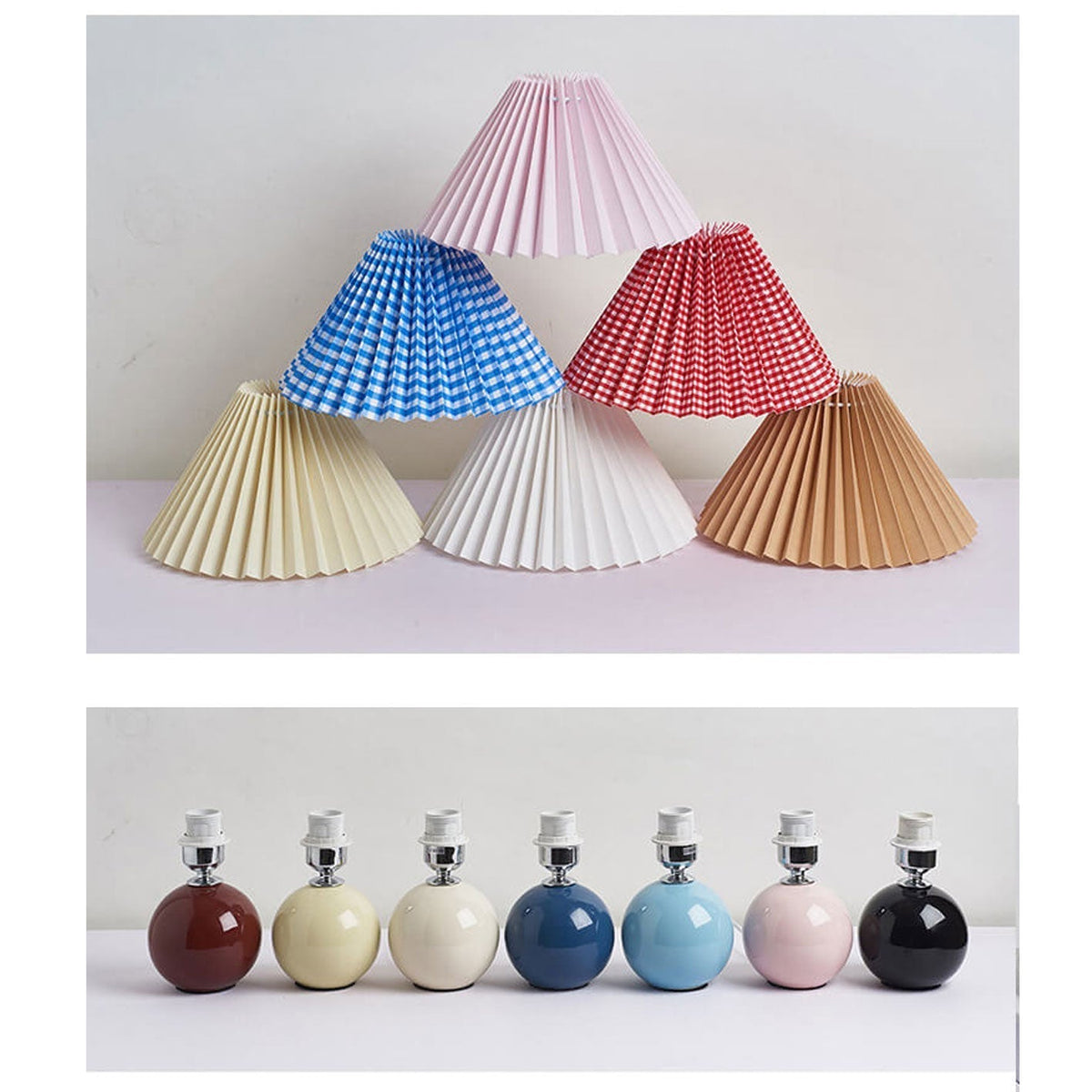 Noordse minimalistische 1-lamp tafellamp van keramiek met plooien