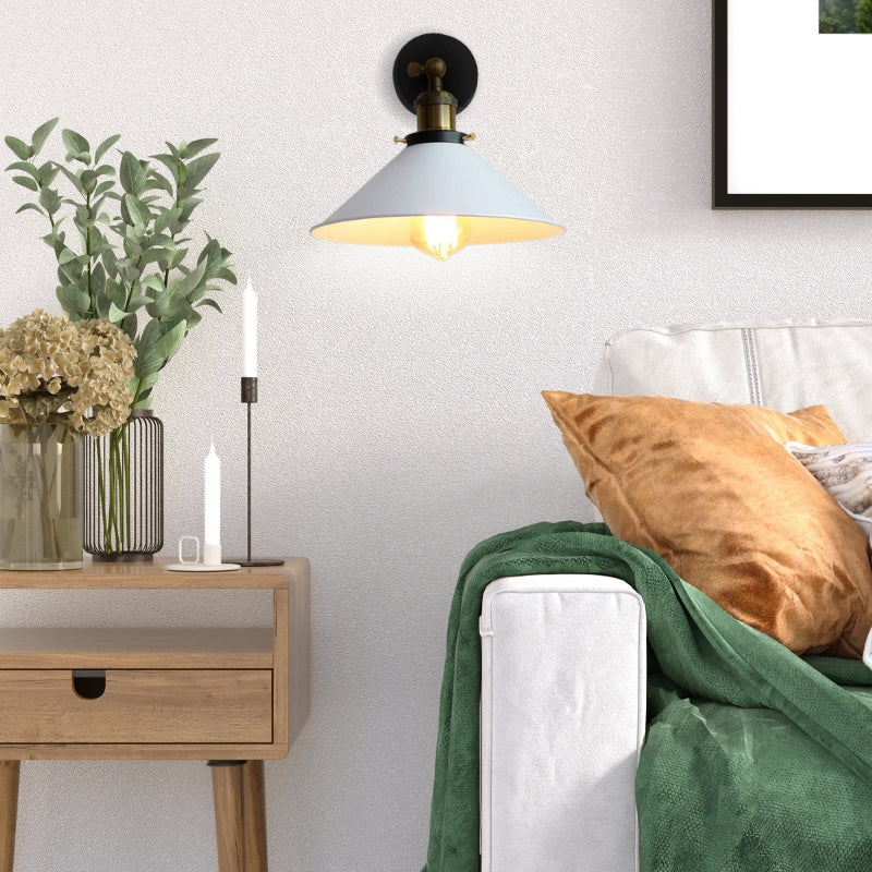 Witte industriële vintage wandlamp