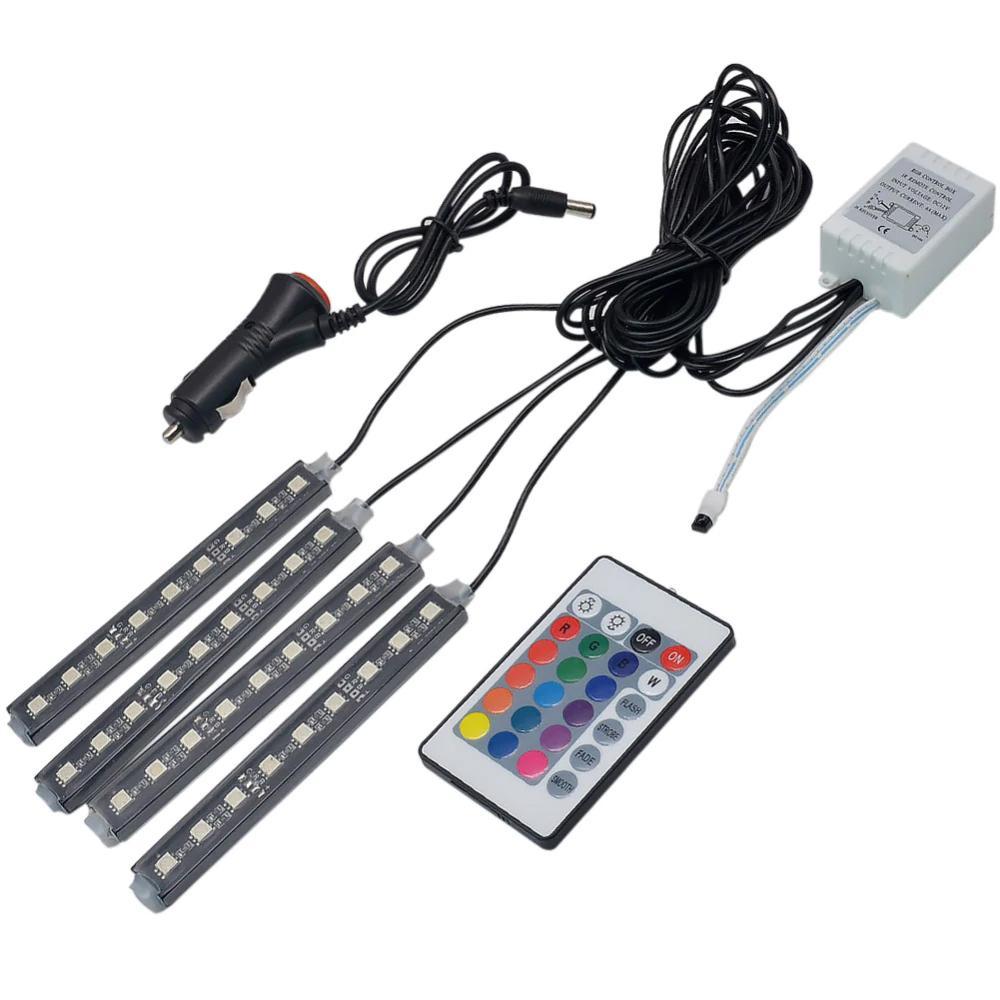 Car RGB LED Strip Light Draadloze Afstandsbediening en Stemcontrole
