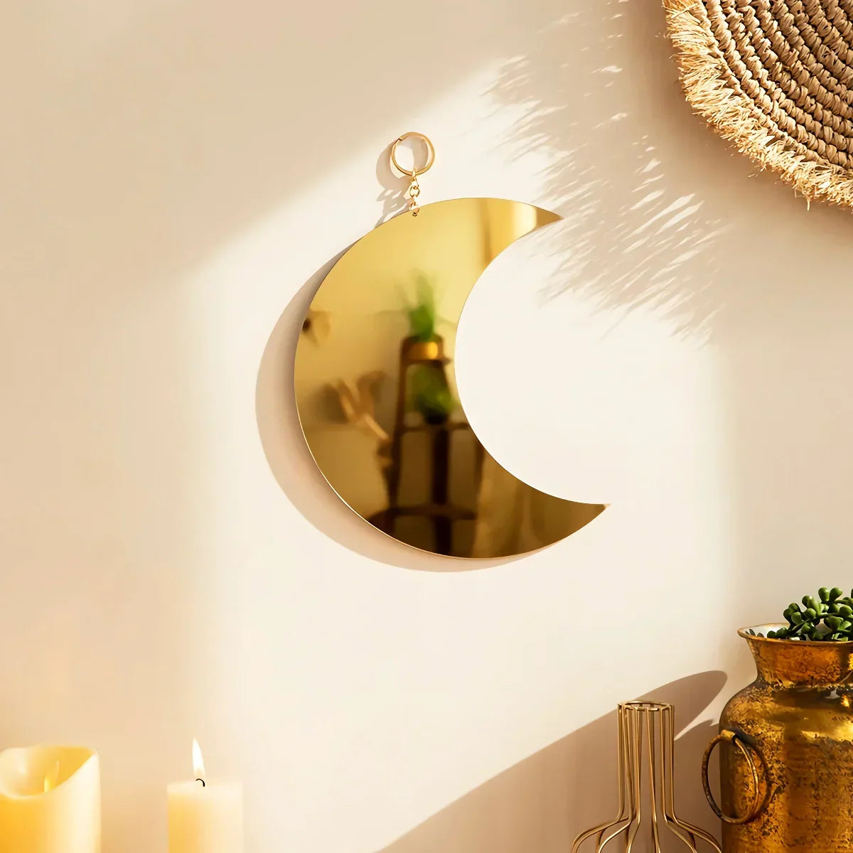 Avosian | Gouden Maan Spiegel Acrylaat Hangende Decoratieve Wandspiegel