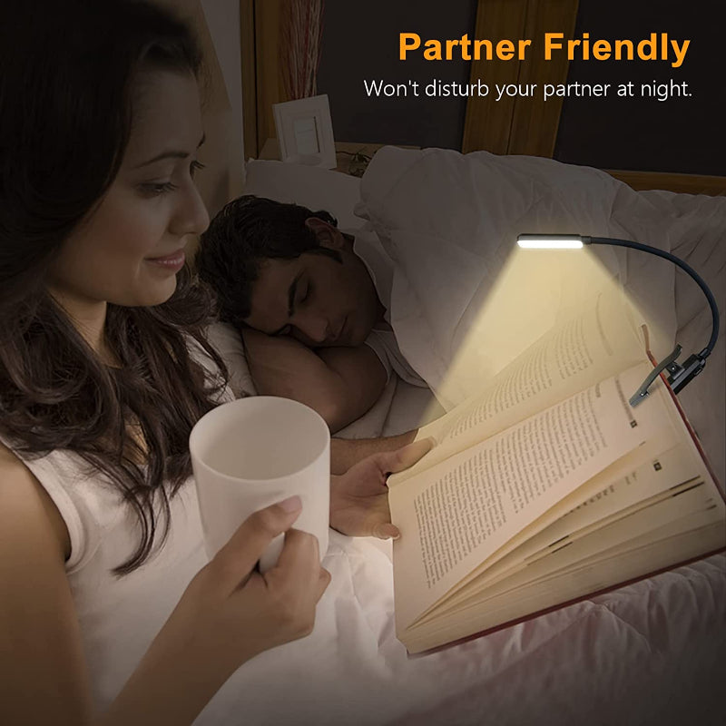 Koop 9 LED USB oplaadbare leeslamp voor lezen in bed - oogvriendelijk, traploos dimbaar | Kleine lichte clip-on leeslamp