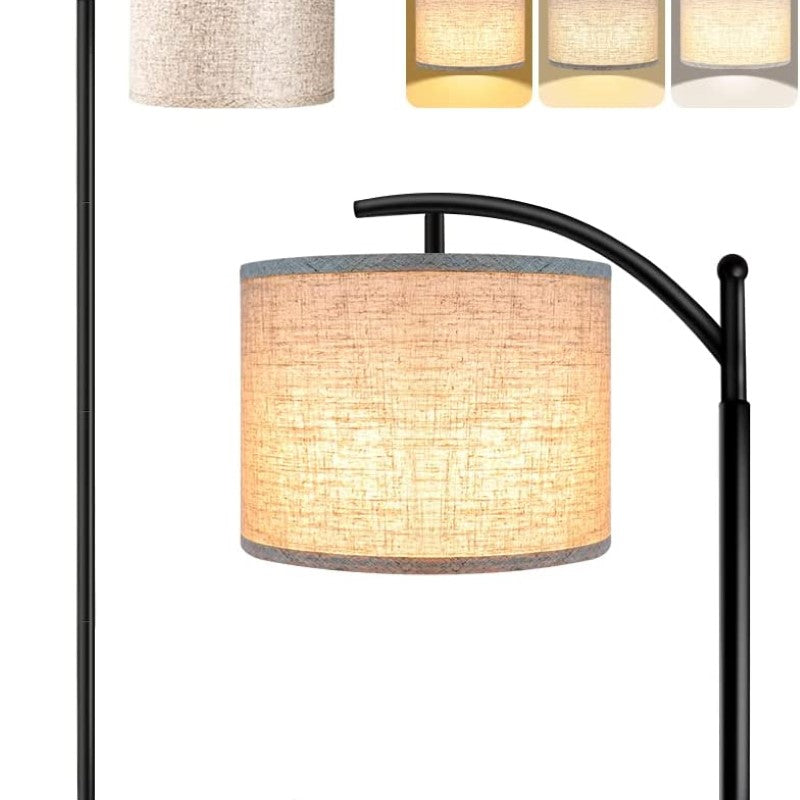 Vloerlamp met 3 kleurtemperaturen LED-bol, Vloerlamp hoge industriële vloerlamp om te lezen voor slaapkamer, kantoor, witte lampenkap inbegrepen