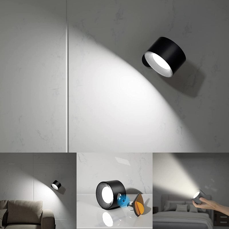 LED-Wandlampen, Wandmontierte Lampen met oplaadbare accu, 3 kleurtemperaturen & 3 helderheidsniveaus, 360° draaibare magnetische bal, draadloze wandlampen voor studie, lezen, nachttafel