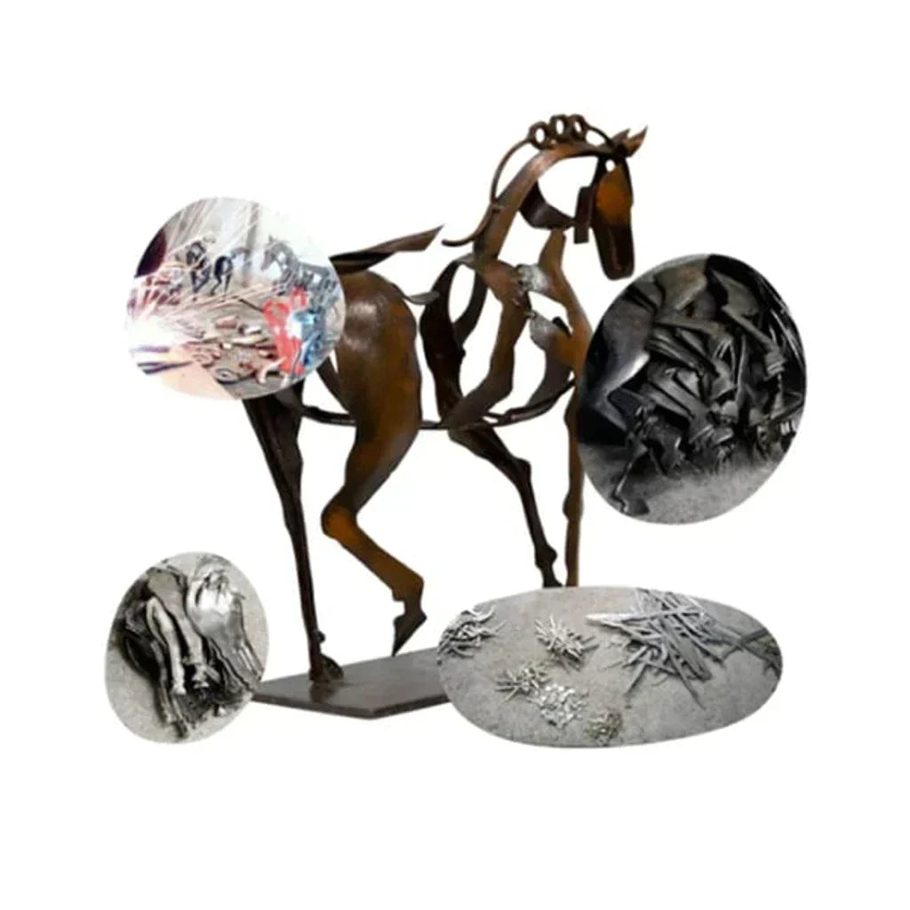 Paardensculptuur - AdonisMetal - Rustieke Elegantie - Tijdloos Decoratief Stuk