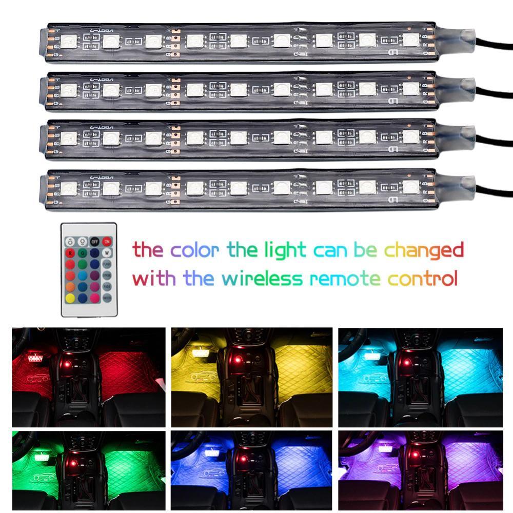 Car RGB LED Strip Light Draadloze Afstandsbediening en Stemcontrole