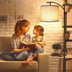 Vloerlamp met 3 kleurtemperaturen LED-bol, Vloerlamp hoge industriële vloerlamp om te lezen voor slaapkamer, kantoor, witte lampenkap inbegrepen