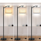 Vloerlamp met 3 kleurtemperaturen LED-bol, Vloerlamp hoge industriële vloerlamp om te lezen voor slaapkamer, kantoor, witte lampenkap inbegrepen