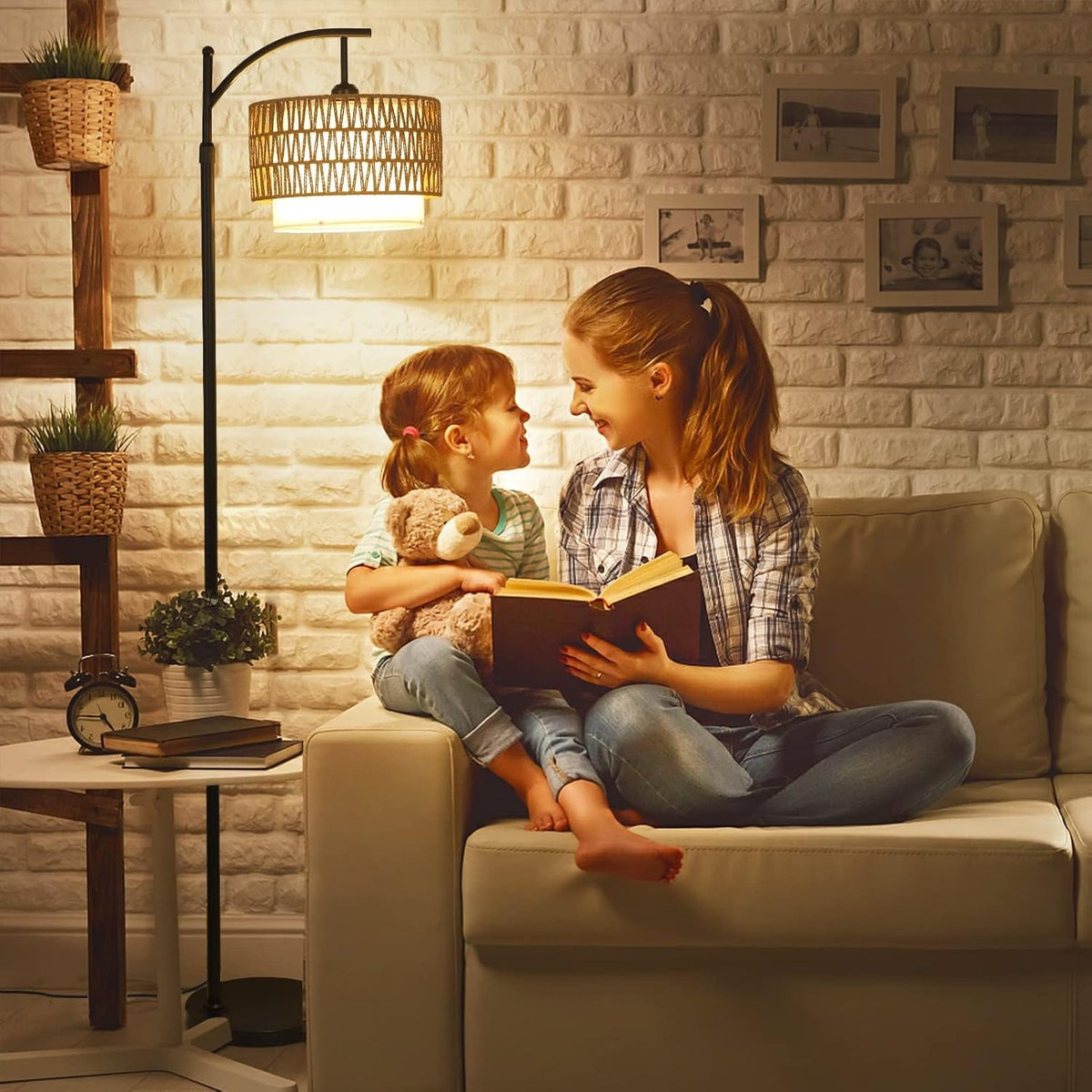 Arc vloerlamp met afstandsbediening & dubbele kap