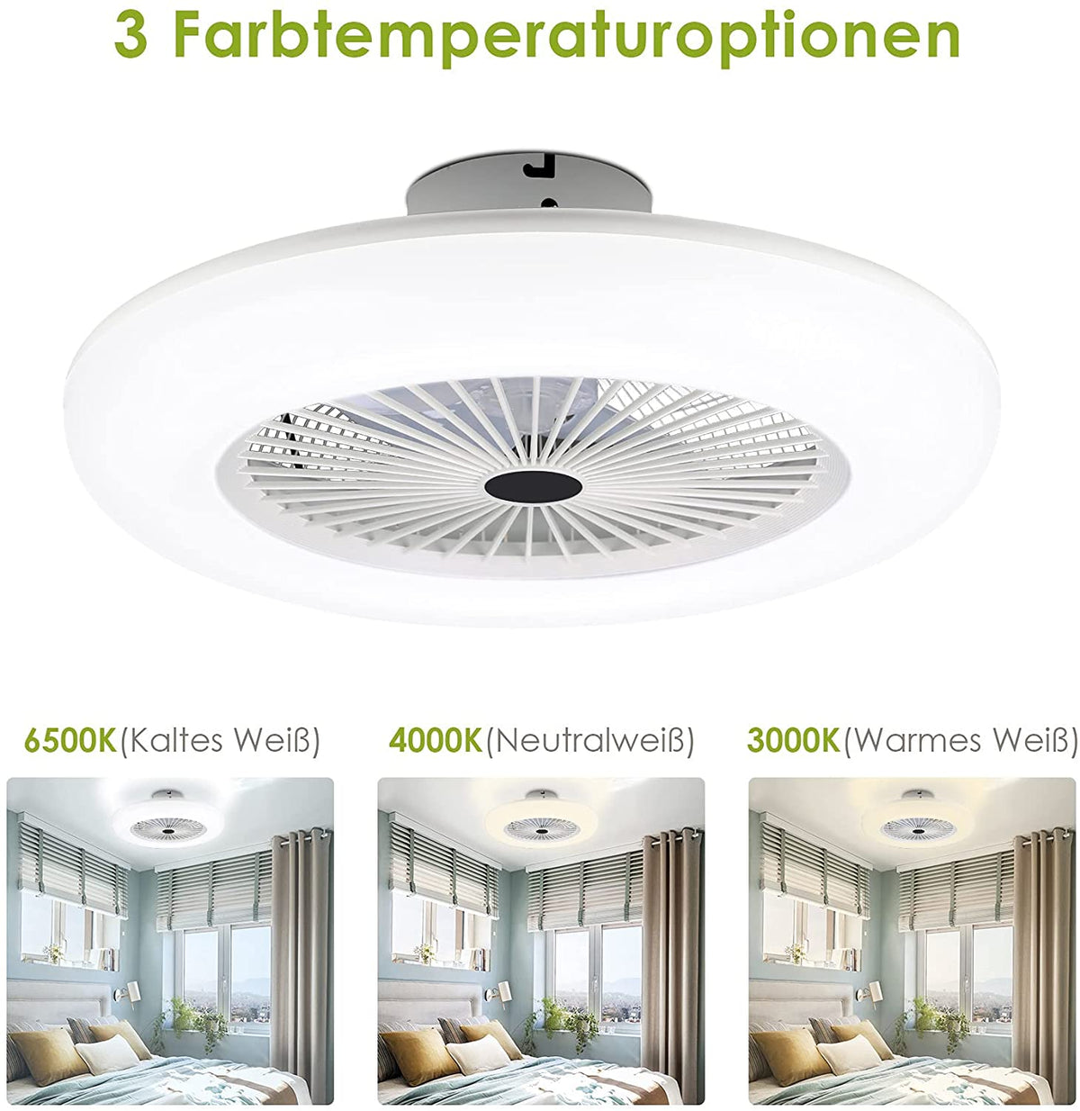Plafondventilator met verlichting 80W met afstandsbediening
