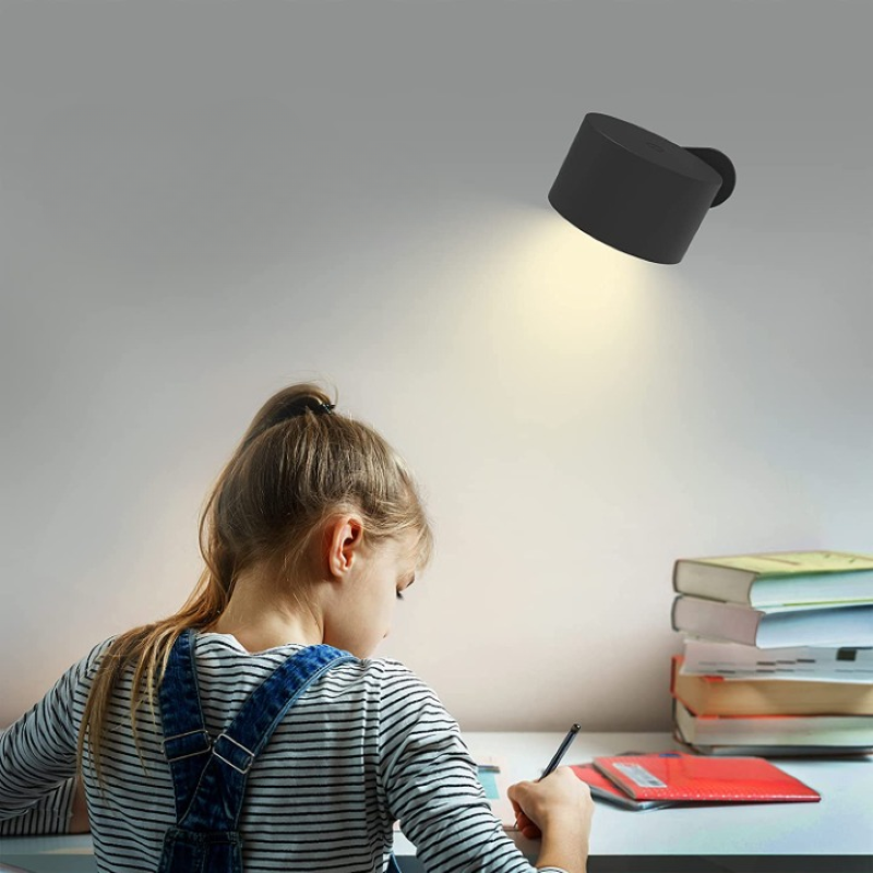LED-Wandlampen, Wandmontierte Lampen met oplaadbare accu, 3 kleurtemperaturen & 3 helderheidsniveaus, 360° draaibare magnetische bal, draadloze wandlampen voor studie, lezen, nachttafel