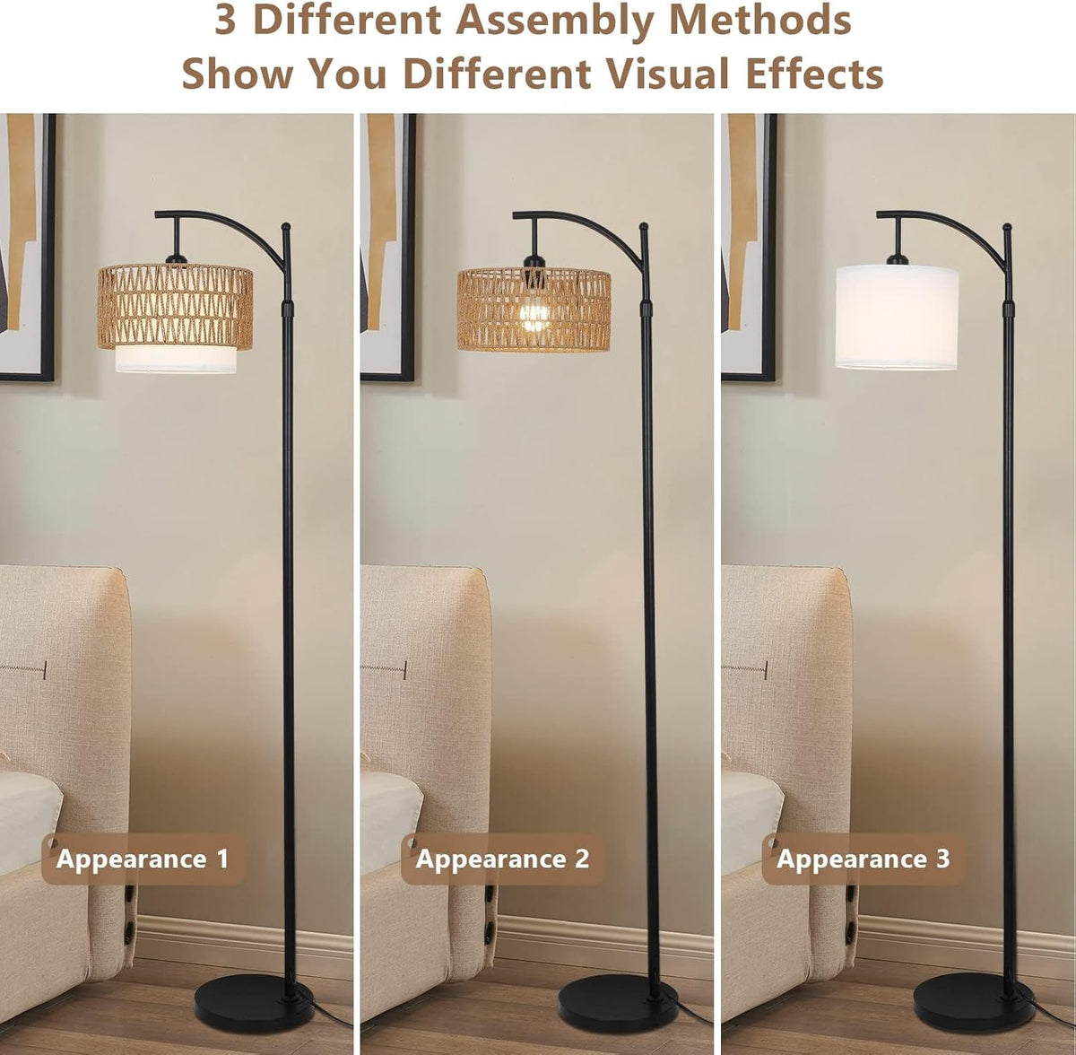 Arc vloerlamp met afstandsbediening & dubbele kap